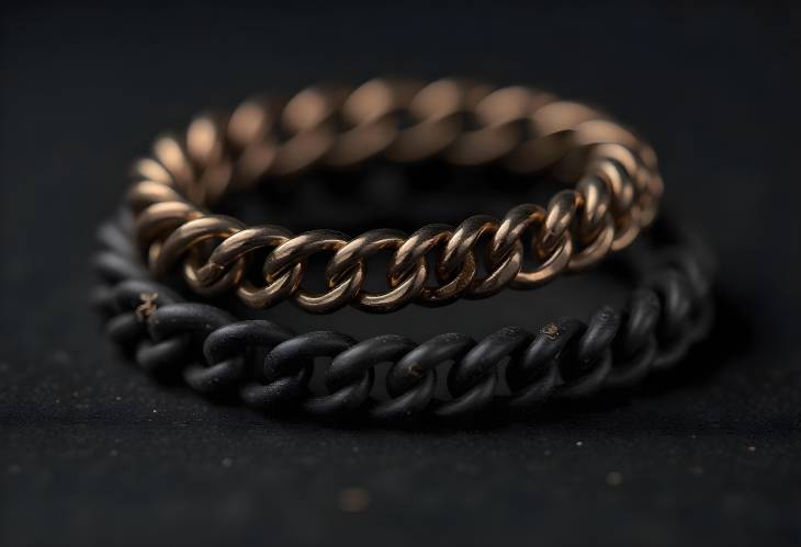 Elegant Chain Bracelets Against a Black Charcoal Backdrop